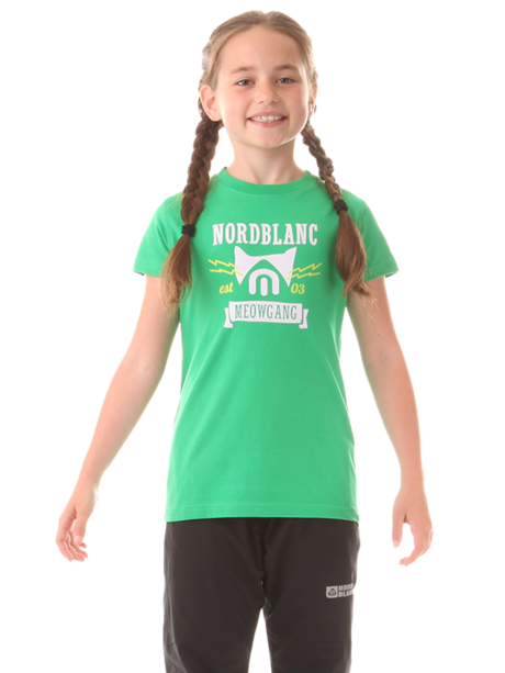 Zelené dětské bavlněné tričko MEOW